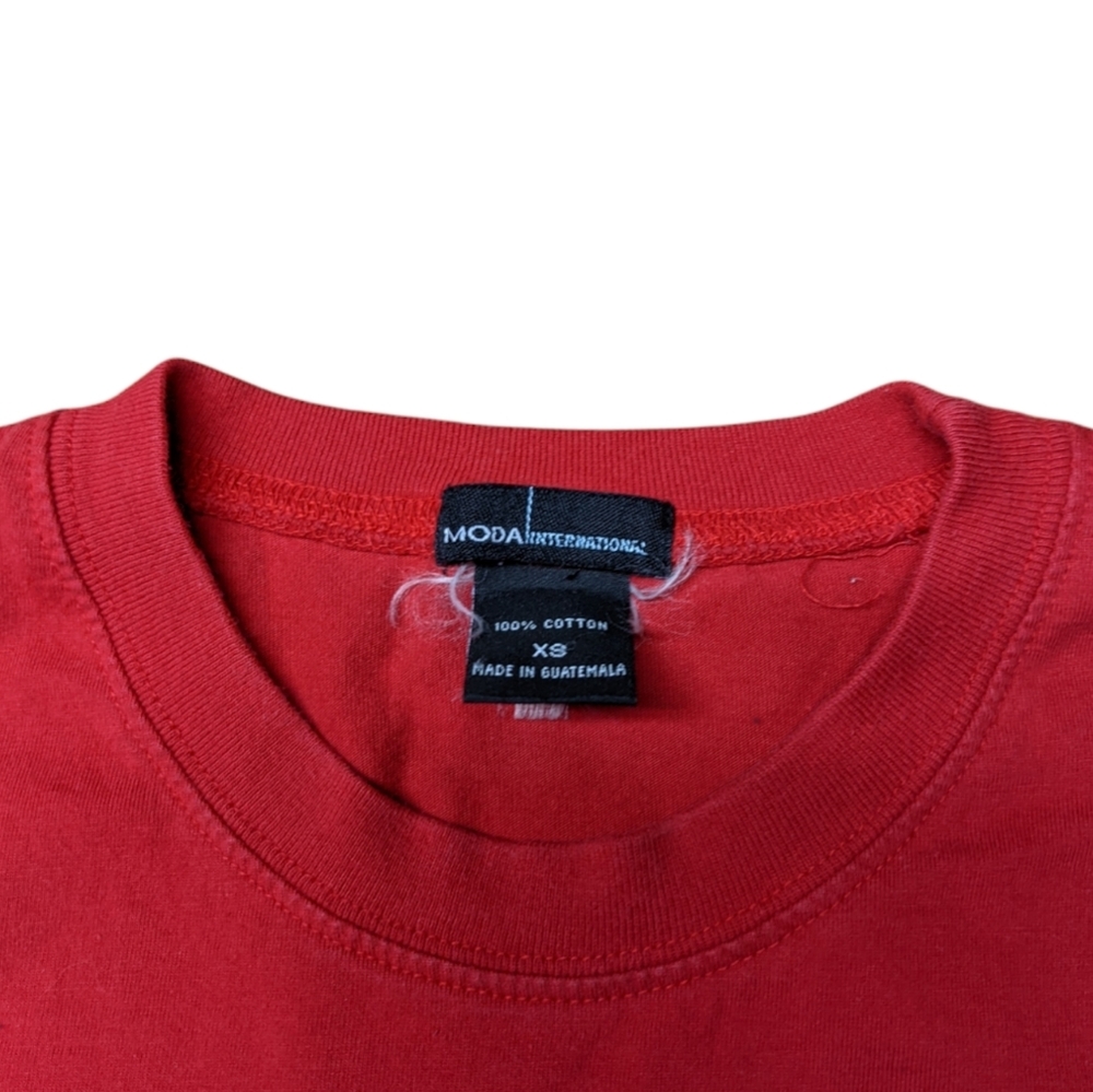 Ladies Moda International XS Red Long Sleeve Crew Neck Tee shirt - Picture 2 of 7